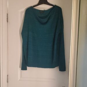 One A Teal Cowl Neck Sweater